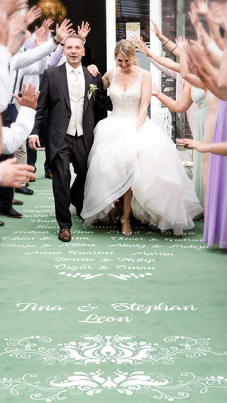 Bedruckte Hochzeitsteppiche und Hochzeitsläufer nach Deinen Wünschen individuell bedruckt!