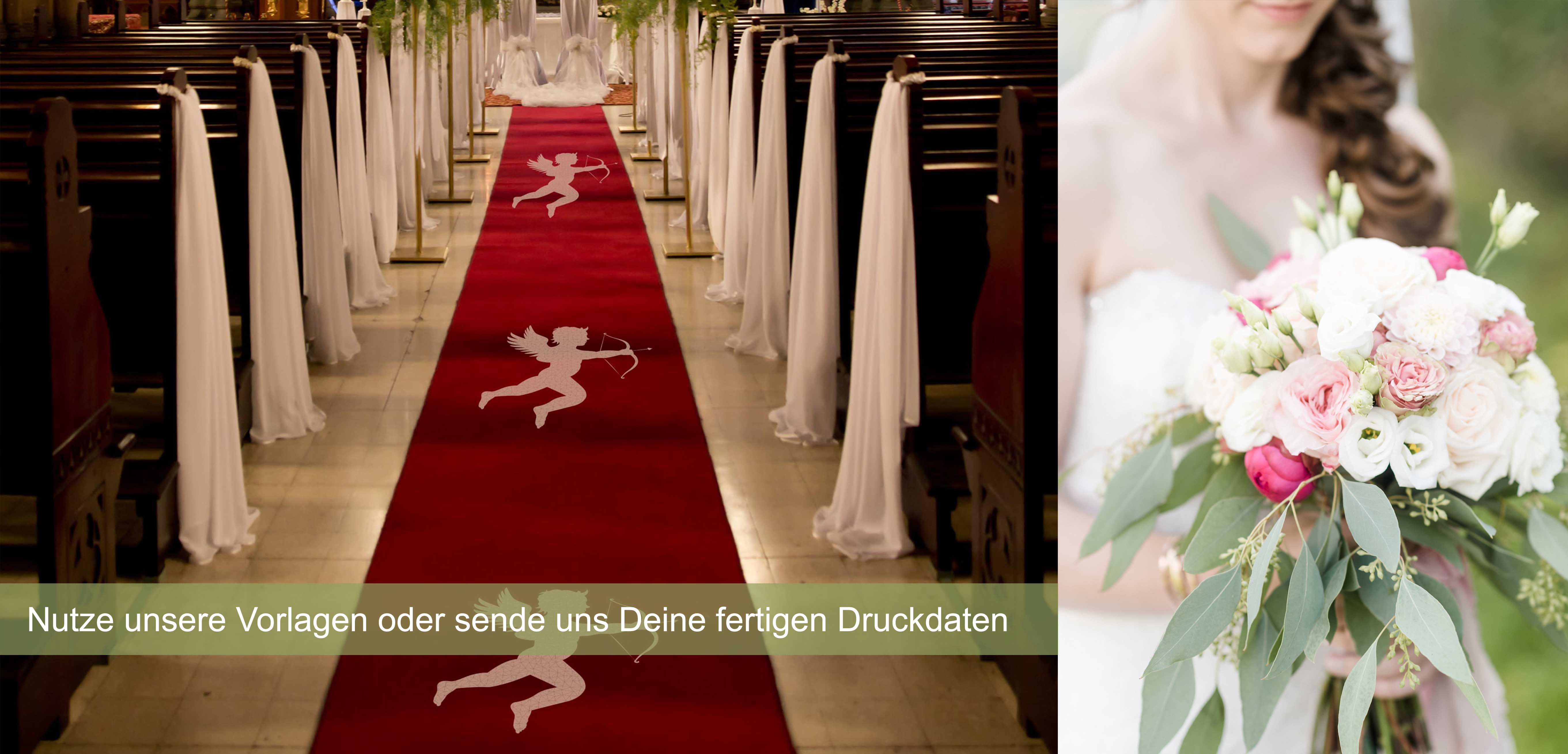Bedruckte Hochzeitsteppiche und Hochzeitsläufer nach Deinen Wünschen individuell bedruckt!